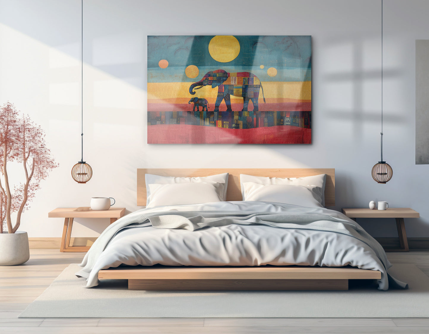 Elephant and Calf Abstract Black African American abstract art view 21