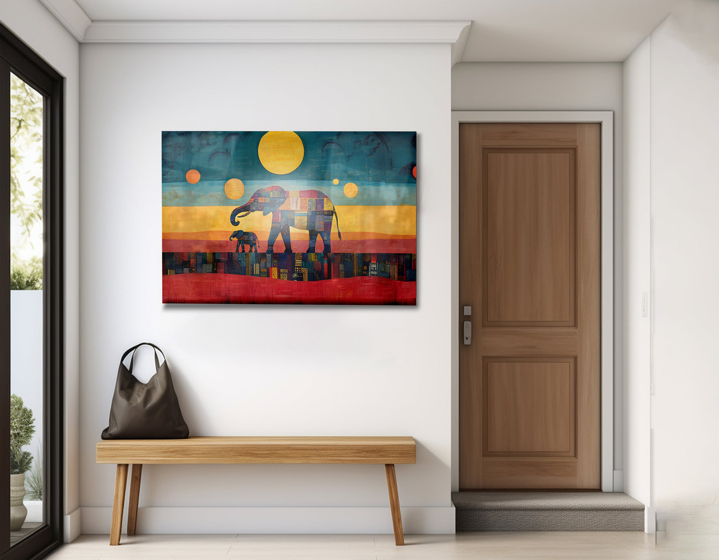 Elephant and Calf Abstract Black African American abstract art view 23