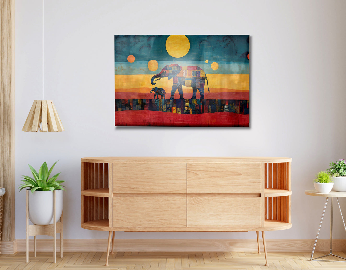 Elephant and Calf Abstract Black African American abstract art view 20