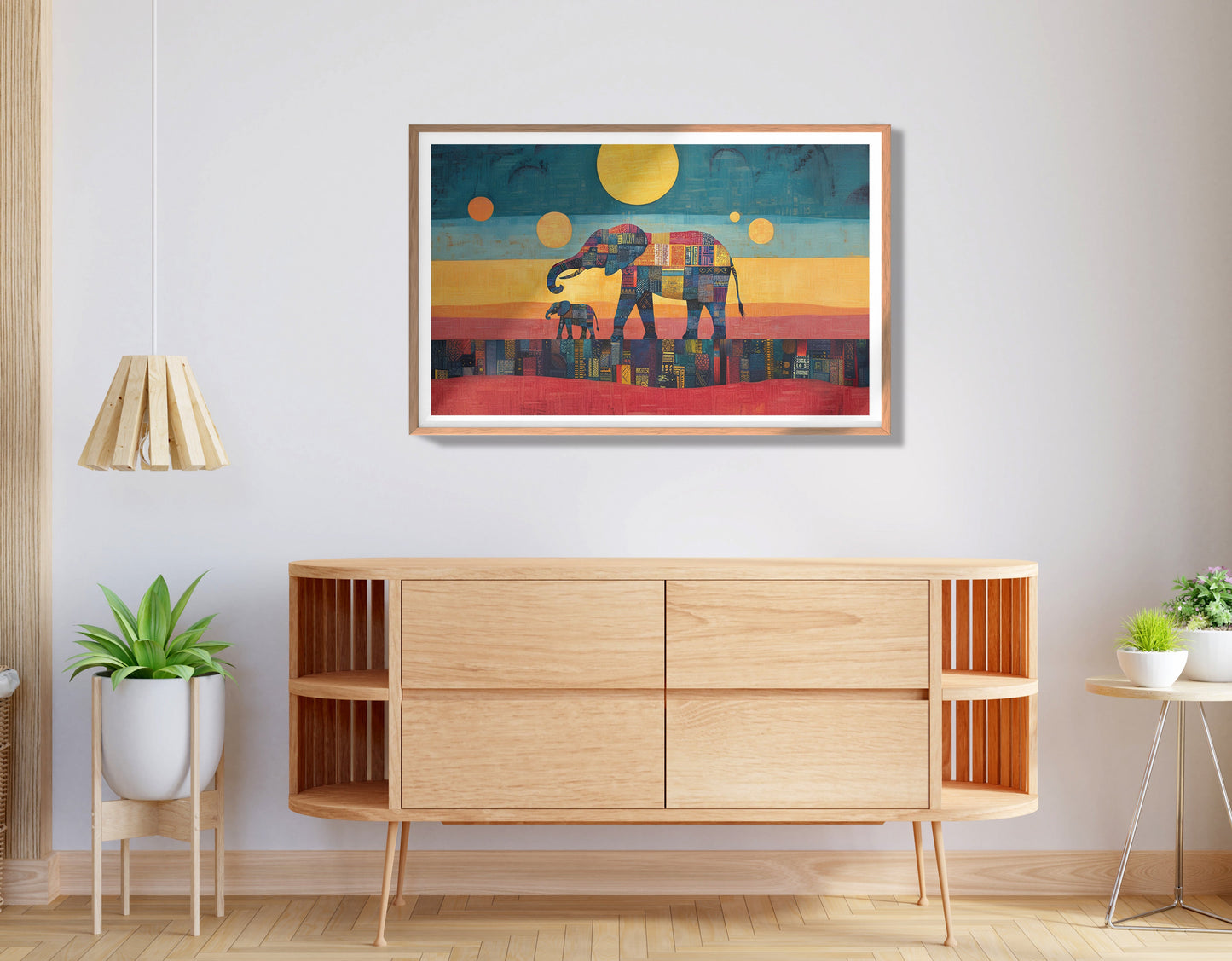 Elephant and Calf Abstract Black African American abstract art view 80