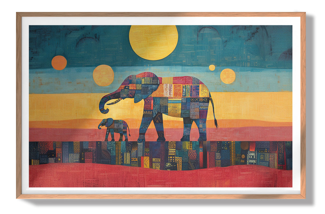 Elephant and Calf Abstract Black African American abstract art view 79