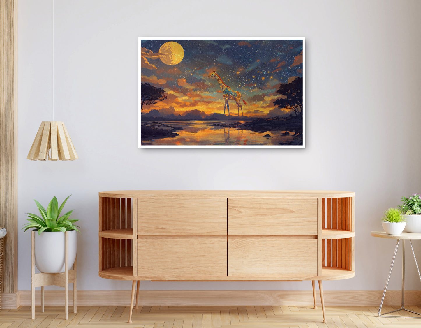 Alternate view of Giraffe Moon Lake African American canvas print