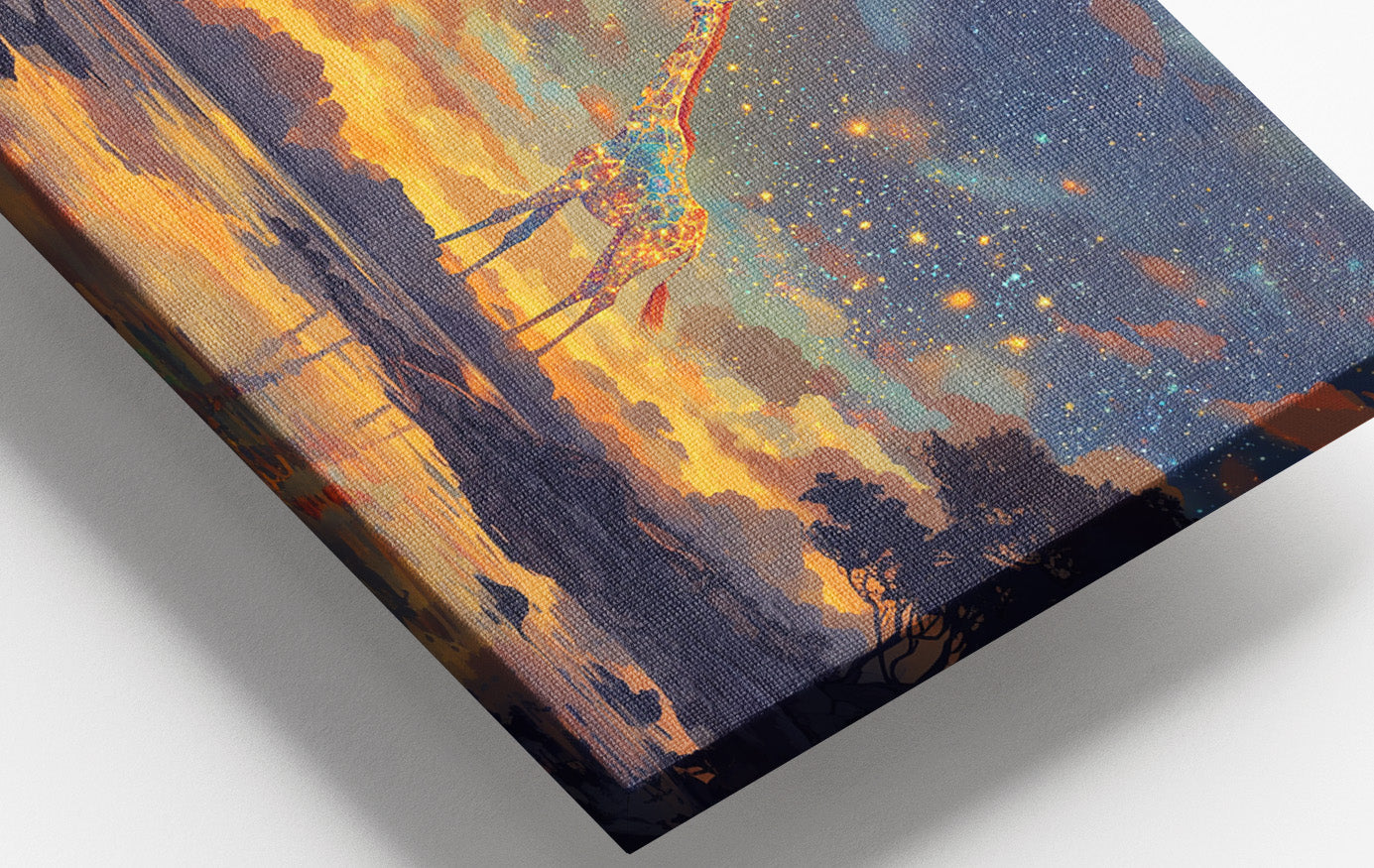 Giraffe Moon Lake African American canvas print view 16