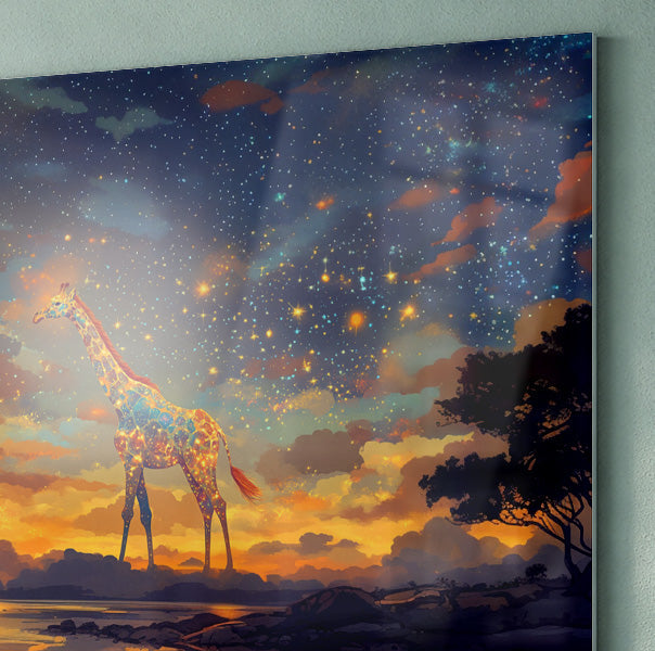 Giraffe Moon Lake African American canvas print view 22