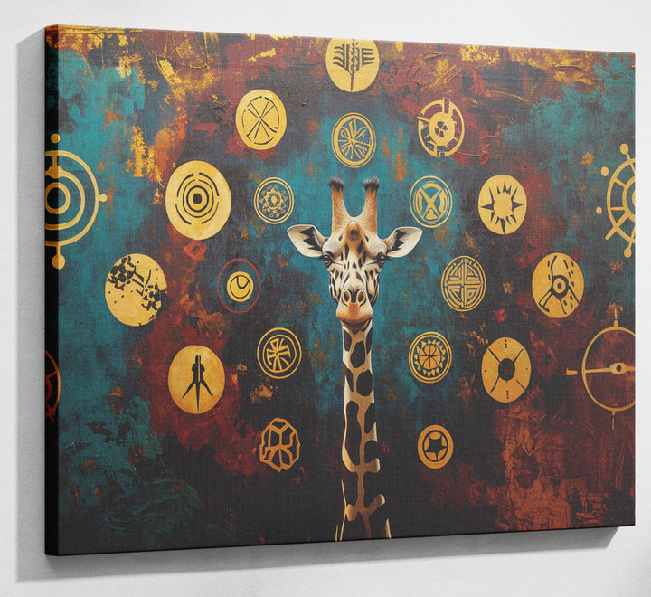 Giraffe Symbol Pattern Black African American canvas print canvas print with visible wall art format