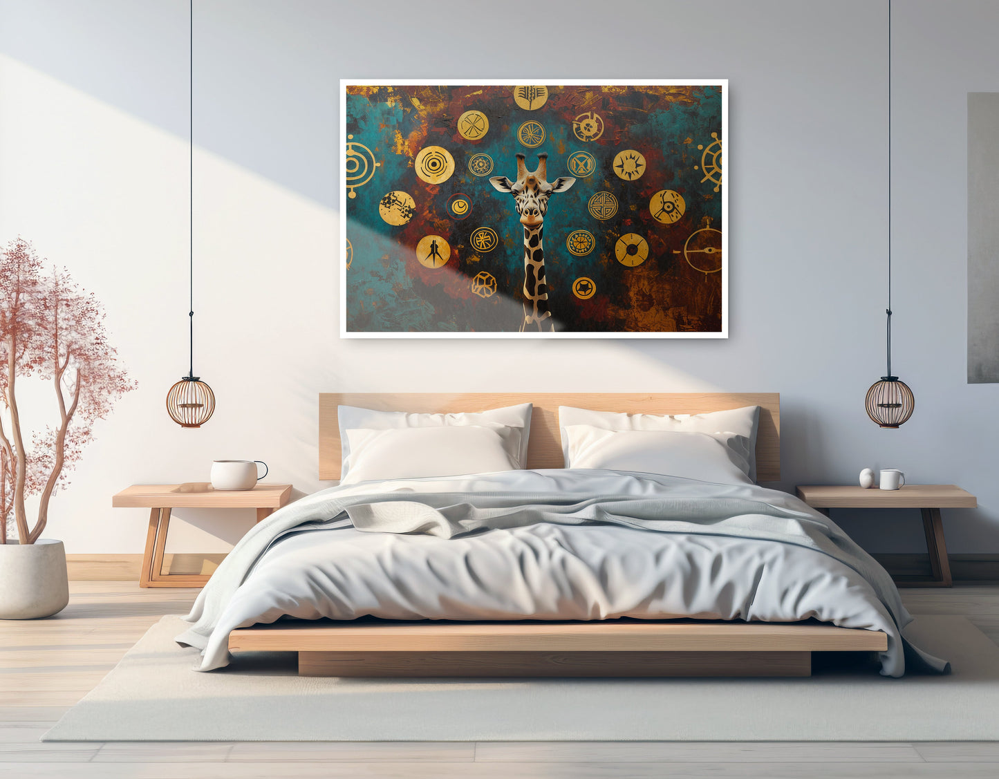 Giraffe Symbol Pattern Black African American canvas print artwork view