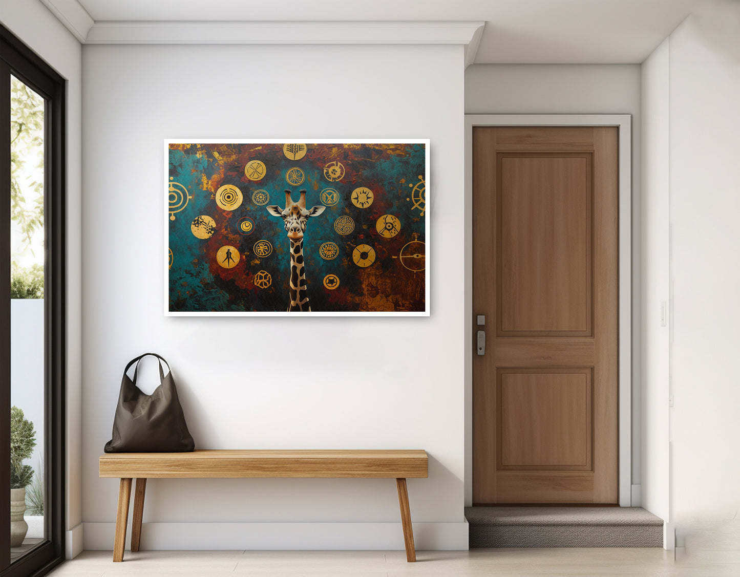 Giraffe Symbol Pattern Black African American canvas print home decor view