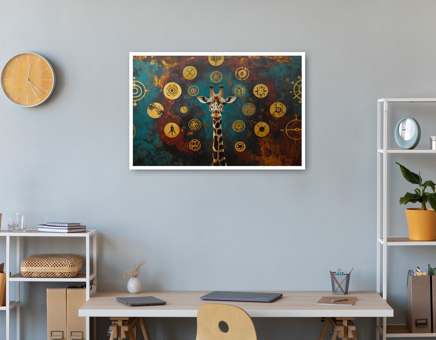 Giraffe Symbol Pattern Black African American canvas print print view