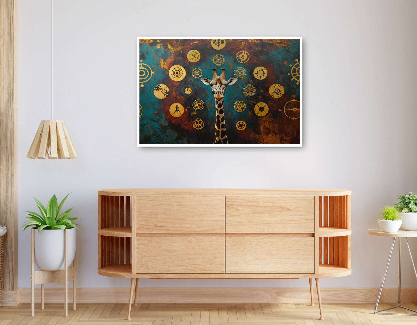 Alternate view of Giraffe Symbol Pattern Black African American canvas print