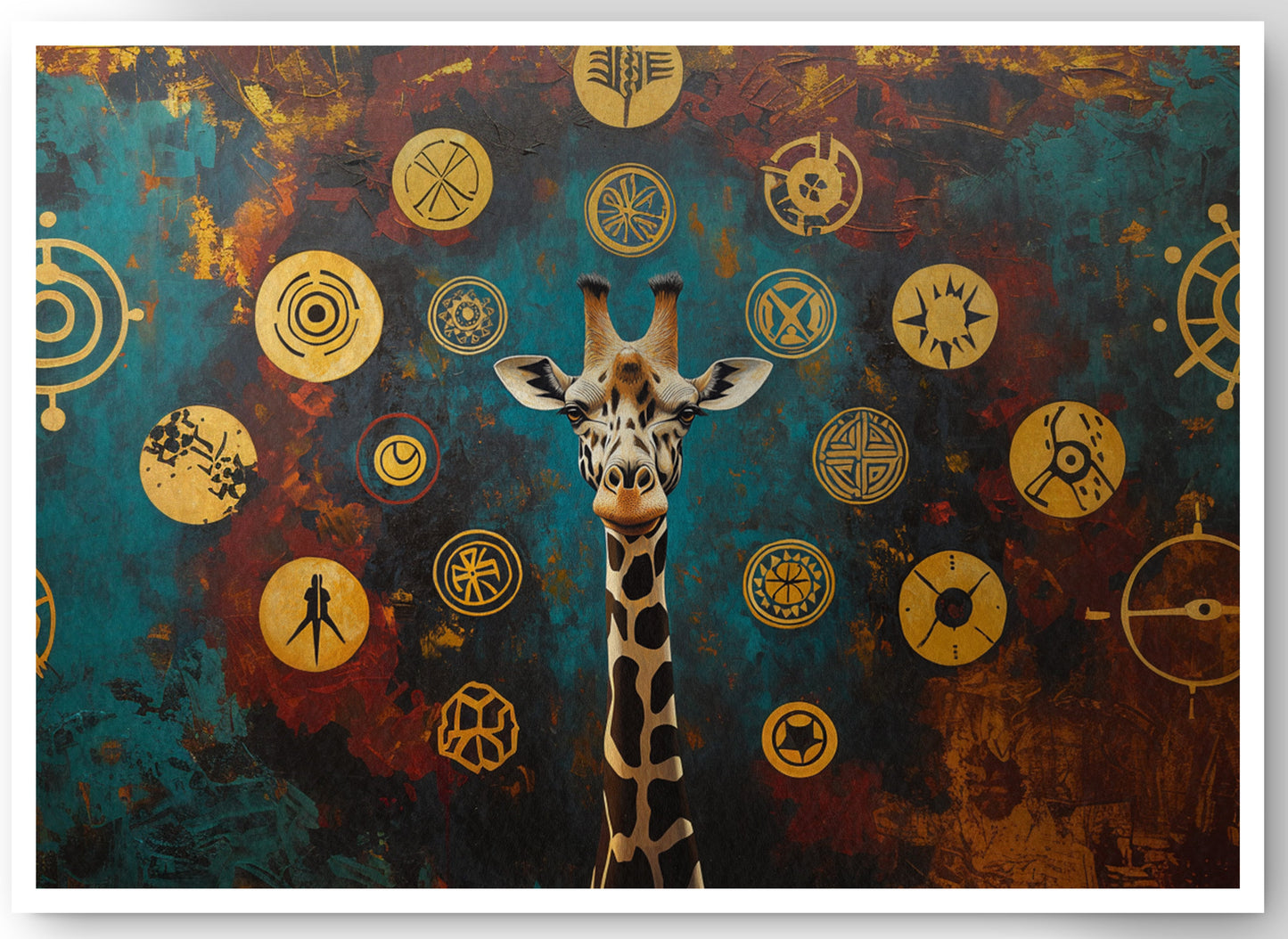 Giraffe Symbol Pattern Black African American canvas print by MoomZee Artwork