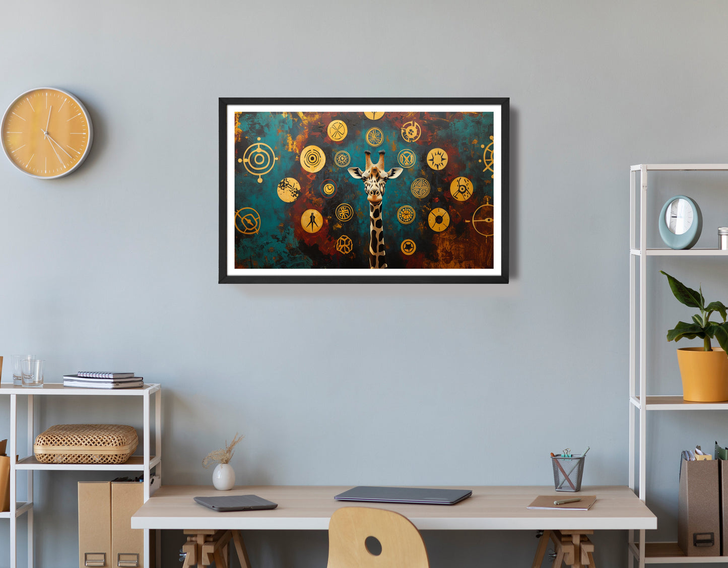 Giraffe Symbol Pattern Black African American canvas print view 72