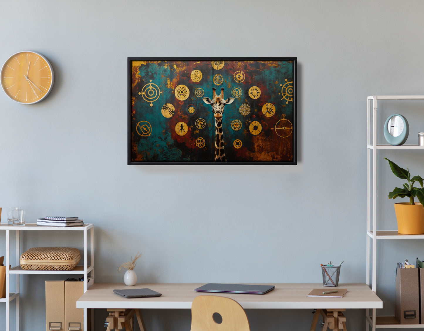 Giraffe Symbol Pattern Black African American canvas print view 30