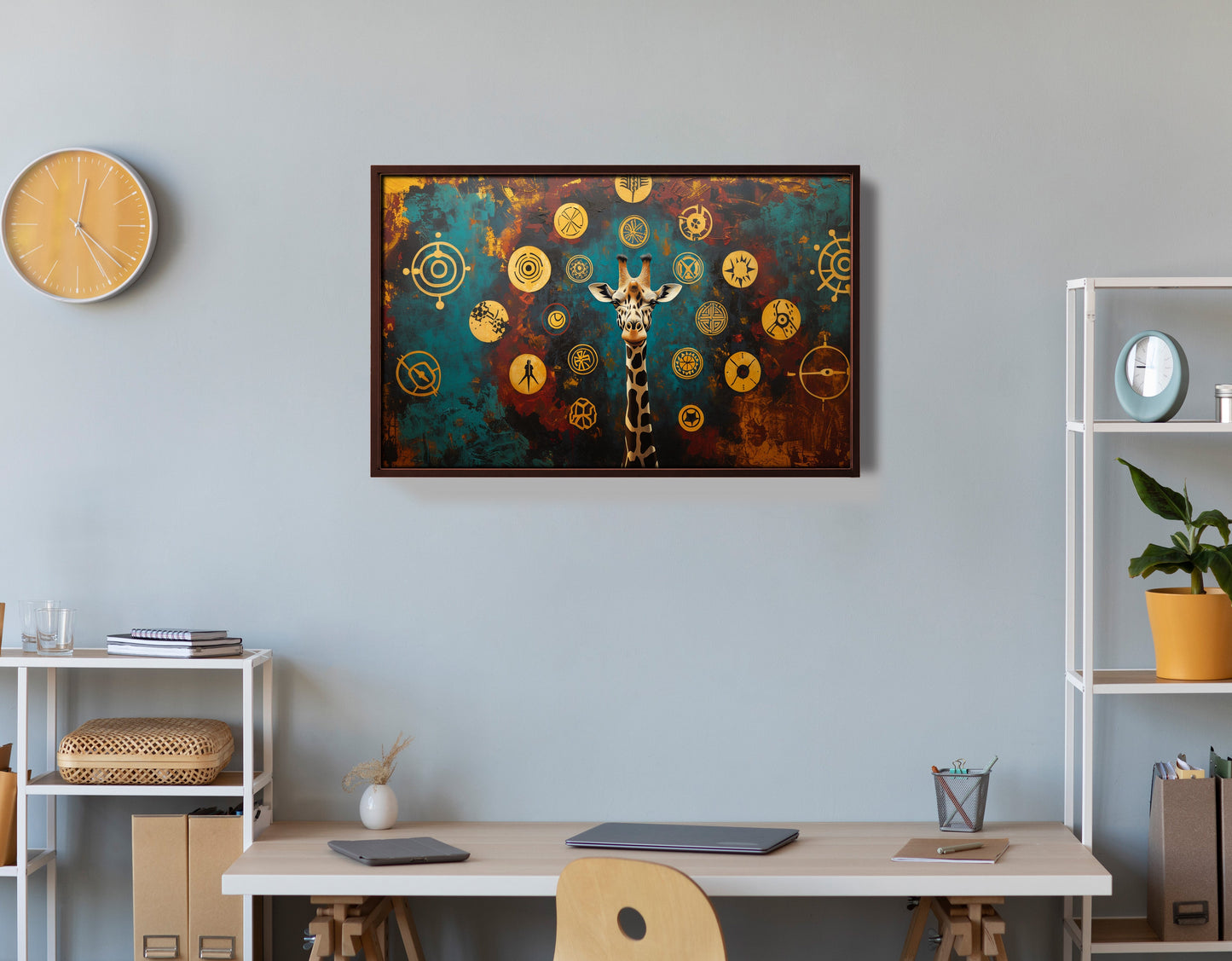 Giraffe Symbol Pattern Black African American canvas print view 36