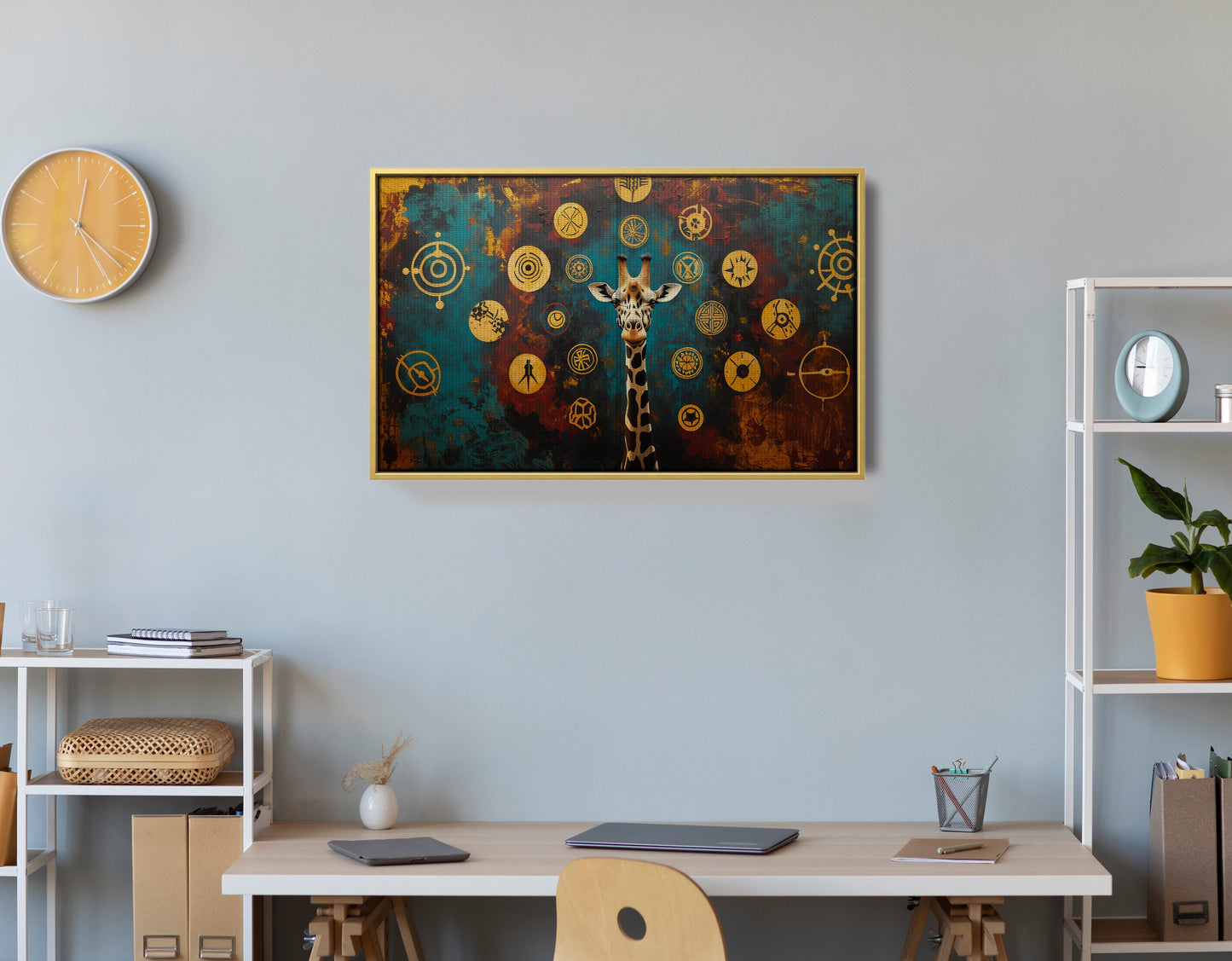 Giraffe Symbol Pattern Black African American canvas print view 42