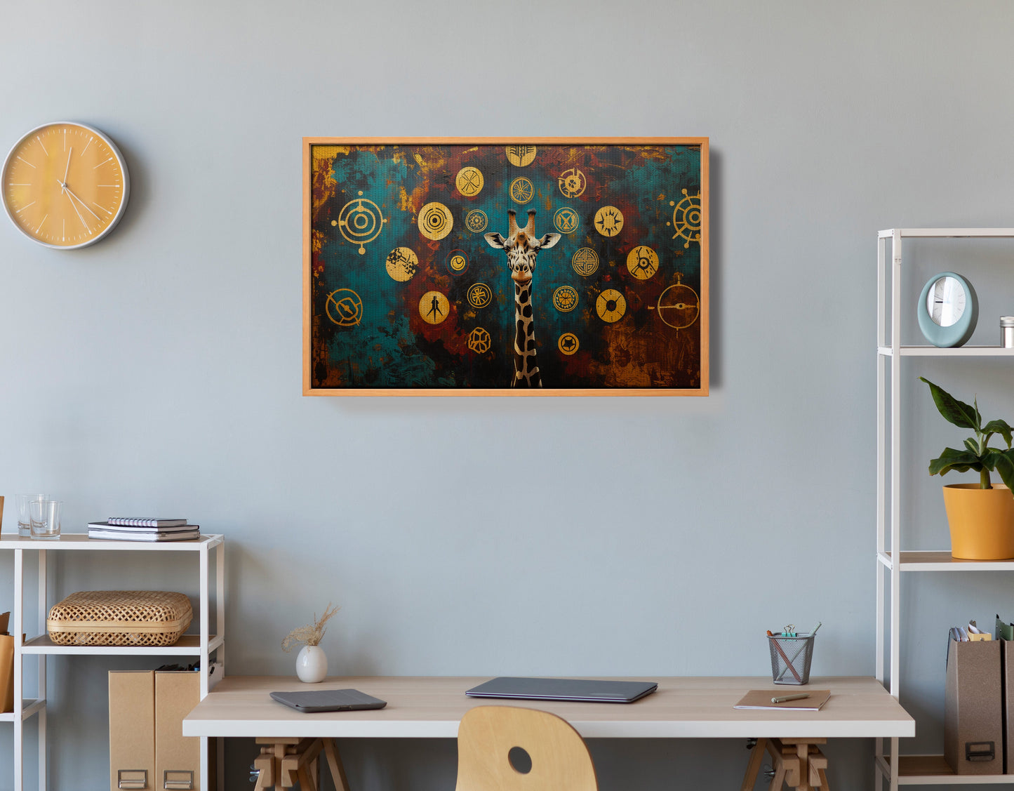 Giraffe Symbol Pattern Black African American canvas print view 48