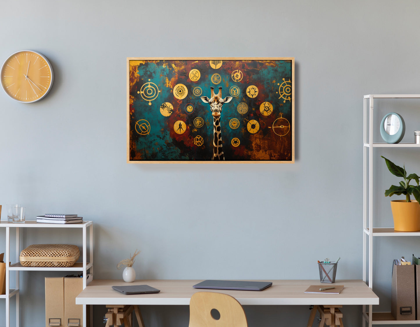 Giraffe Symbol Pattern Black African American canvas print view 54