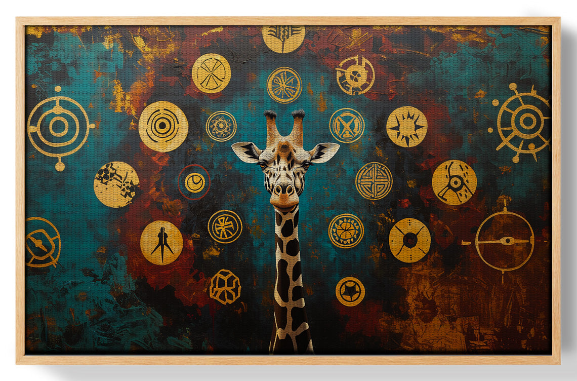 Giraffe Symbol Pattern Black African American canvas print view 49