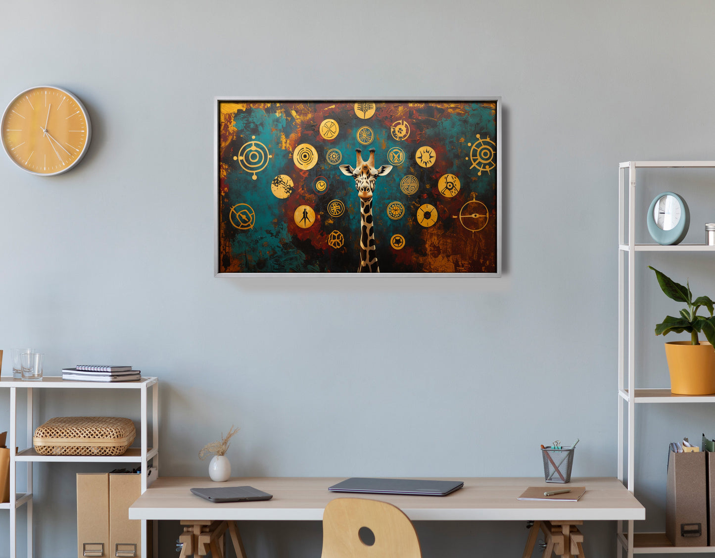 Giraffe Symbol Pattern Black African American canvas print view 60