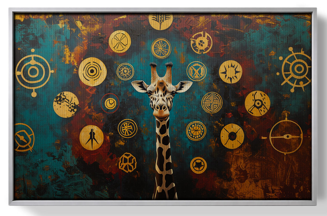Giraffe Symbol Pattern Black African American canvas print view 55
