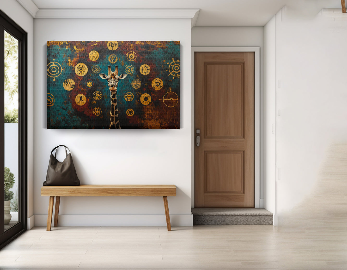 Giraffe Symbol Pattern Black African American canvas print view 17