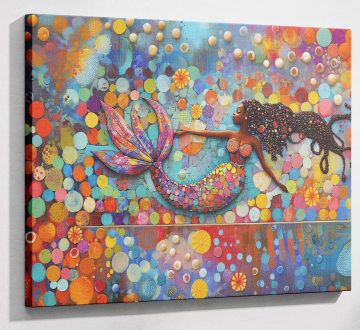 Black Mermaid Bubbles African American canvas print canvas print with visible wall art format