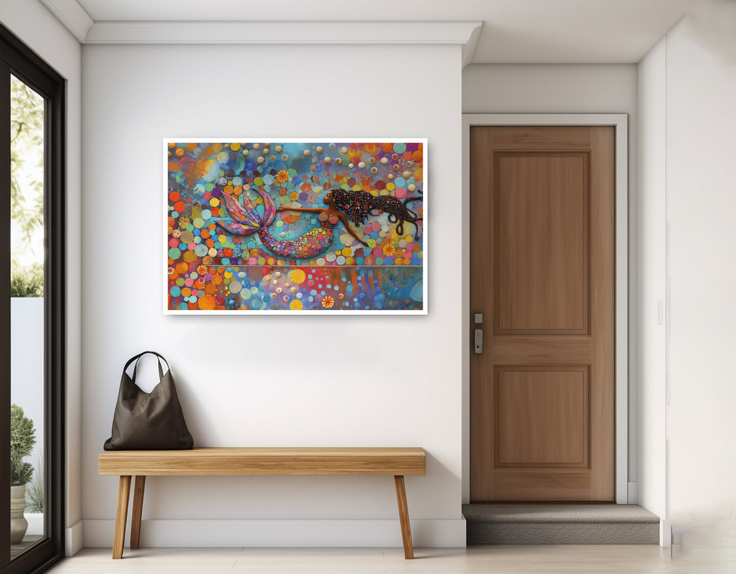 Black Mermaid Bubbles African American canvas print home decor view