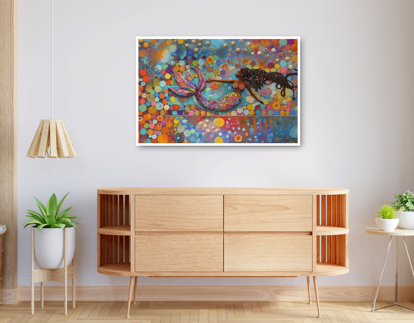 Alternate view of Black Mermaid Bubbles African American canvas print