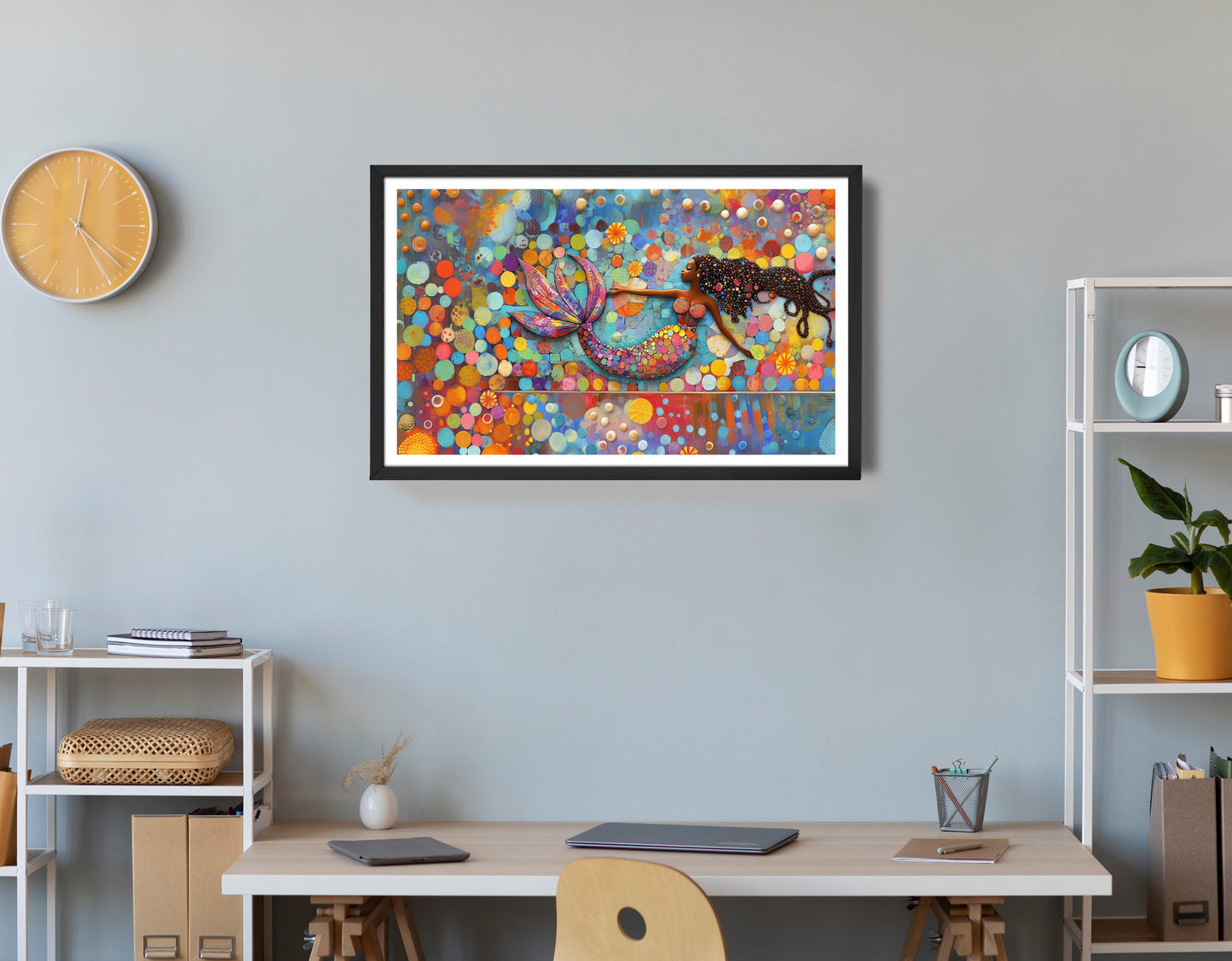 Black Mermaid Bubbles African American canvas print view 72