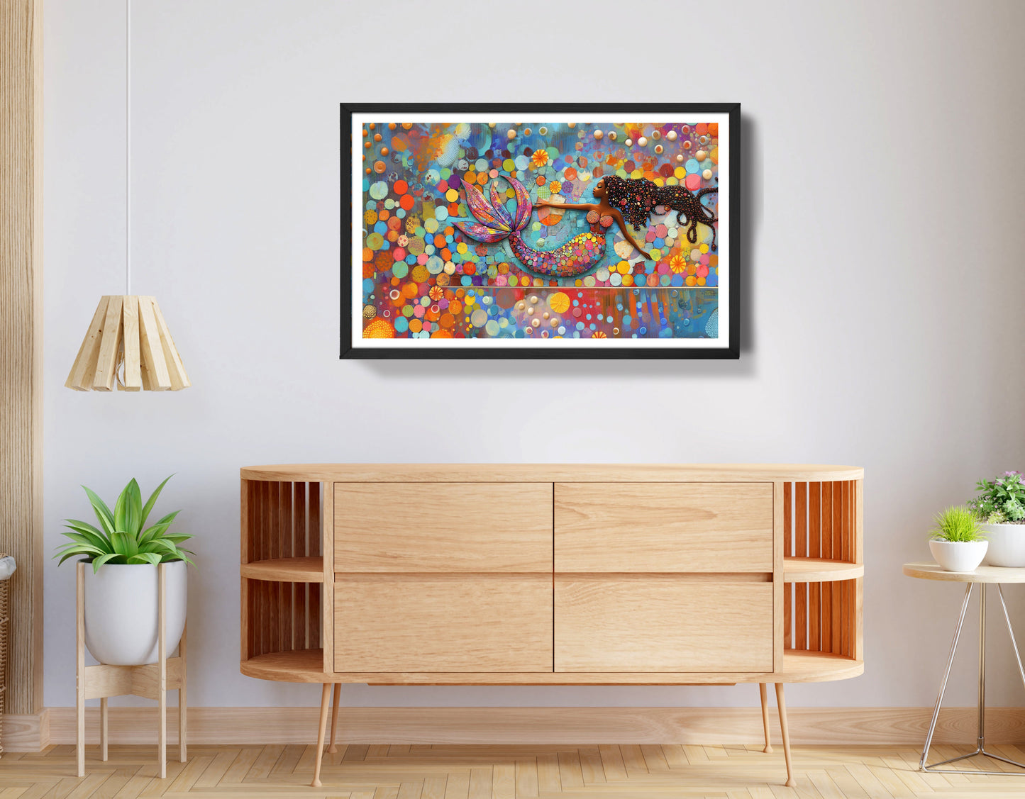 Black Mermaid Bubbles African American canvas print view 68