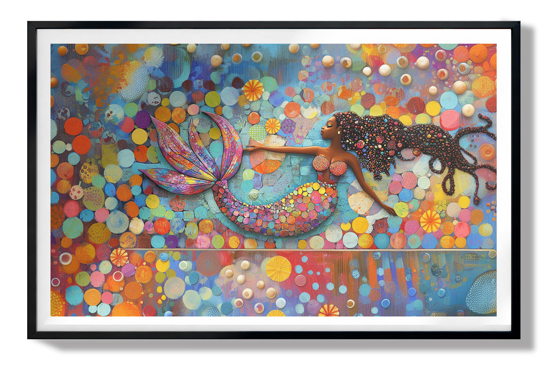 Black Mermaid Bubbles African American canvas print view 67