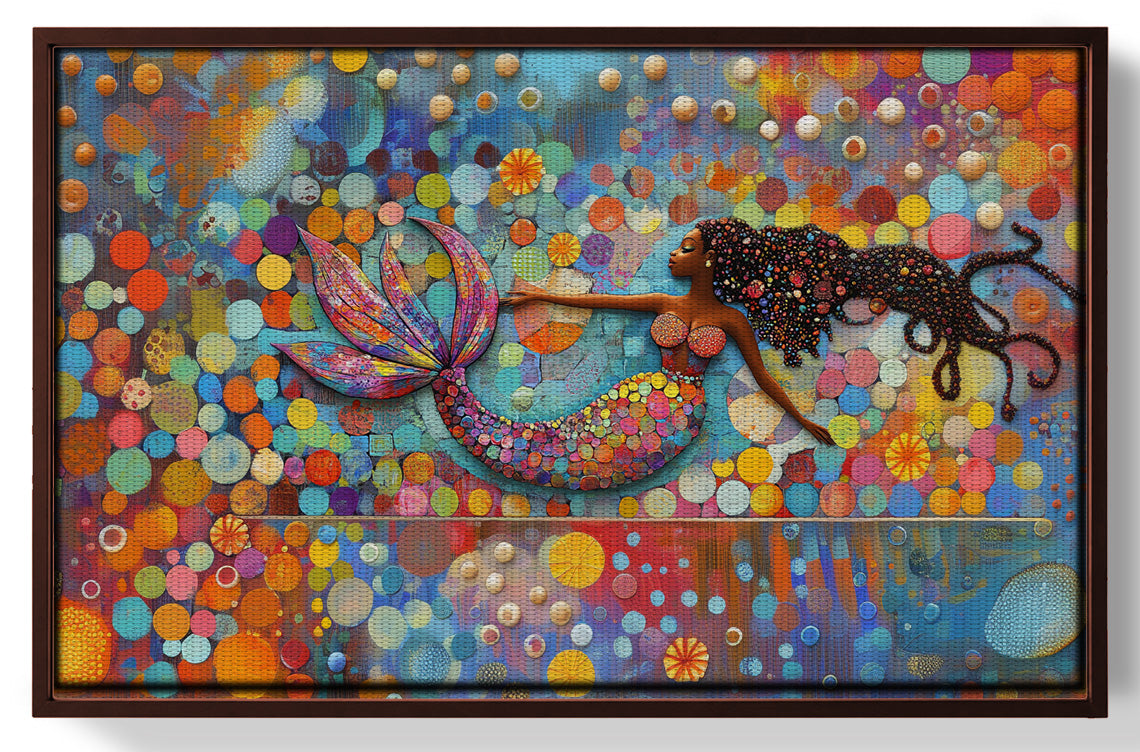 Black Mermaid Bubbles African American canvas print view 31