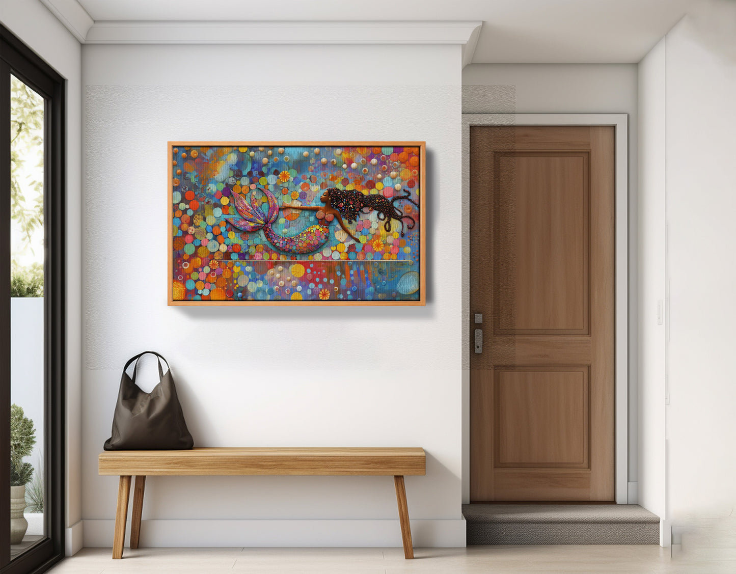 Black Mermaid Bubbles African American canvas print view 47