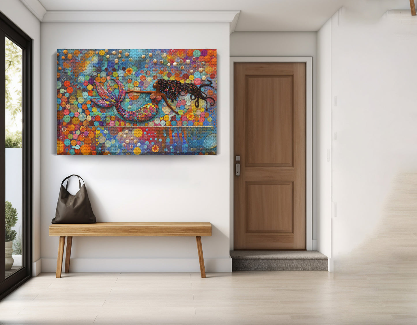 Black Mermaid Bubbles African American canvas print view 17