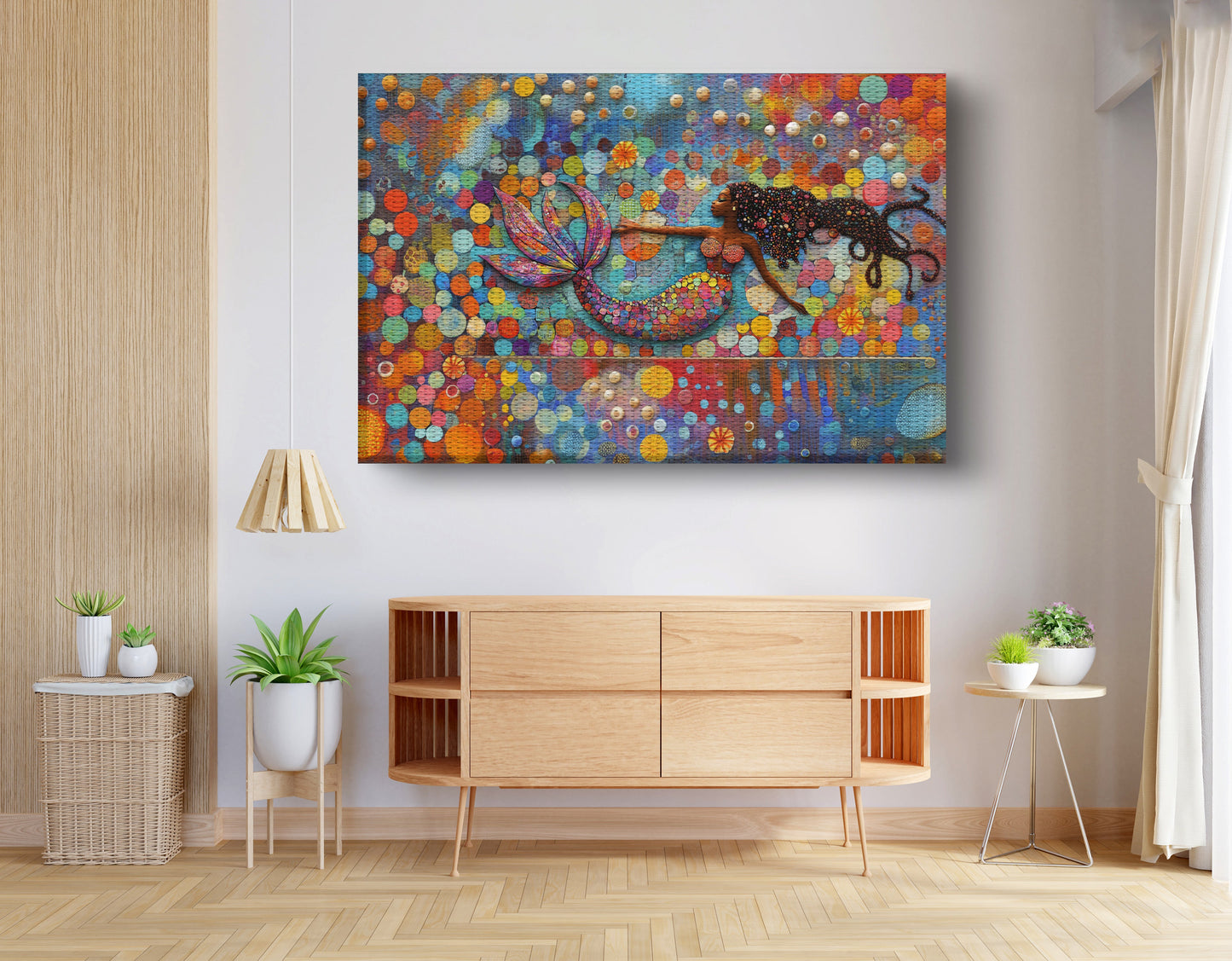 Black Mermaid Bubbles African American canvas print view 14
