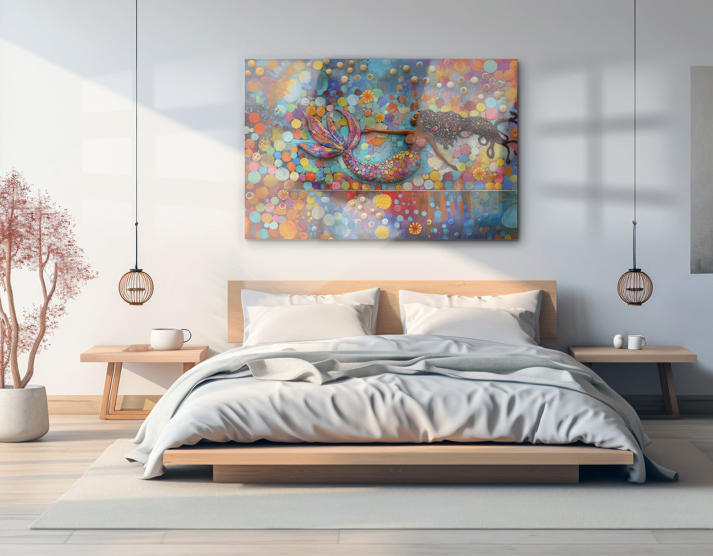 Black Mermaid Bubbles African American canvas print view 21