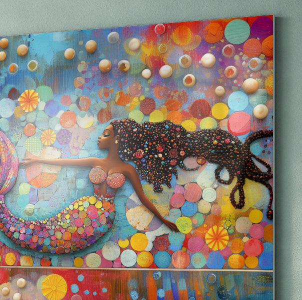 Black Mermaid Bubbles African American canvas print view 22