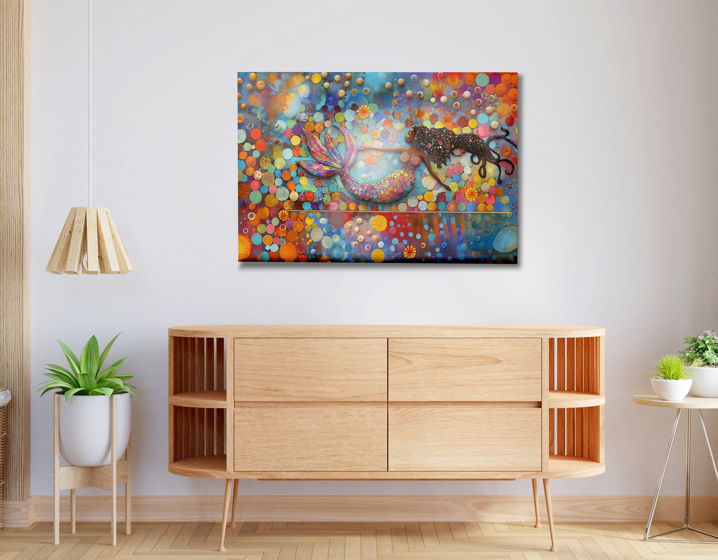 Black Mermaid Bubbles African American canvas print view 20