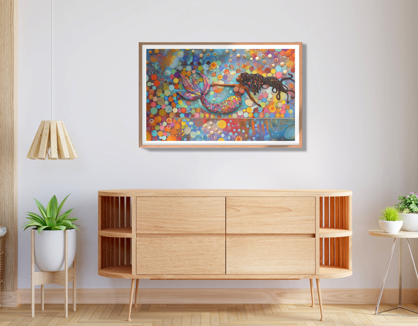 Black Mermaid Bubbles African American canvas print view 80
