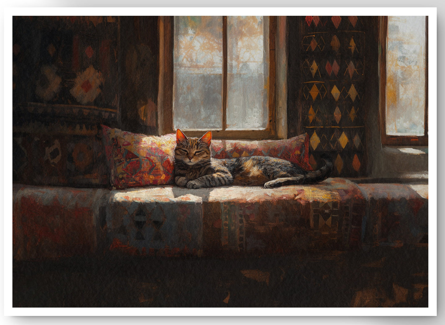Cozy Cat Sofa African American canvas print by MoomZee Artwork
