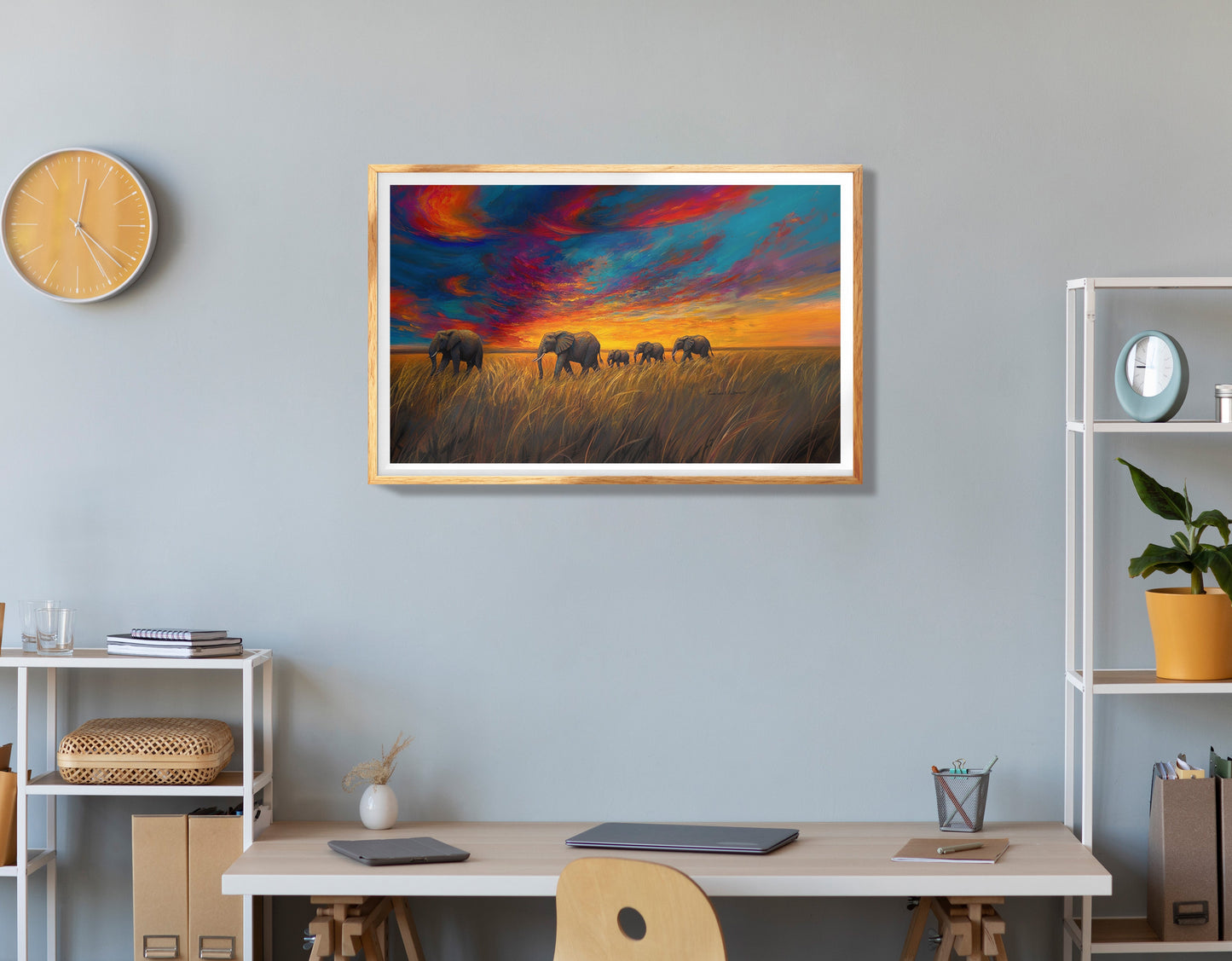 Elephant Family Gold Abstract African American abstract art view 78