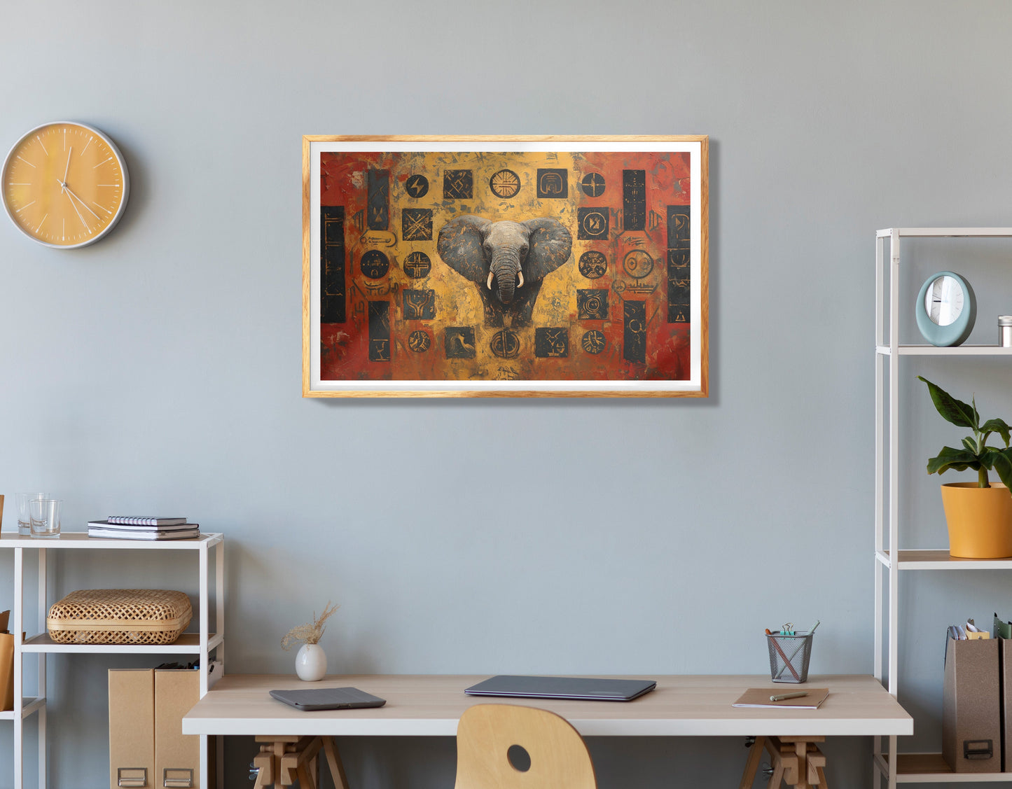 Elephant Moon Reflection Black African American canvas print view 78