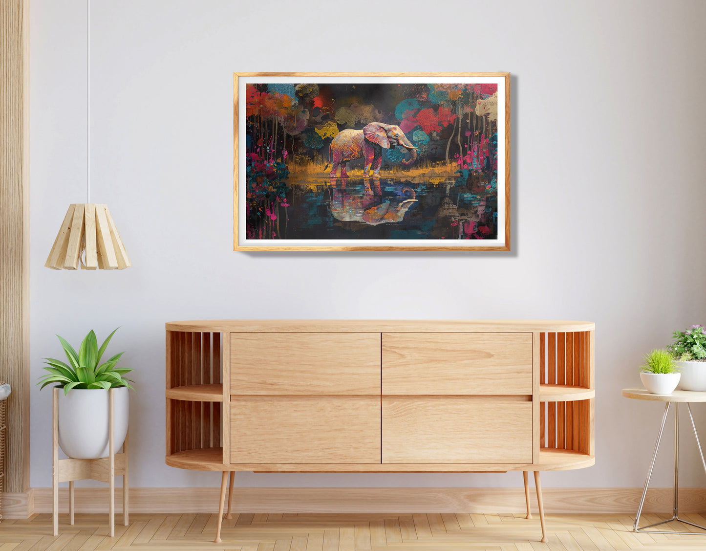 Elephant and Calf Abstract Black African American abstract art view 74