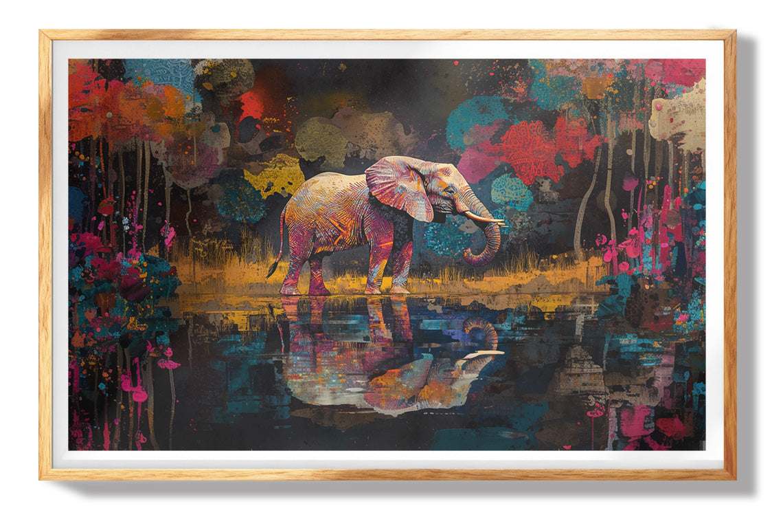 Elephant and Calf Abstract Black African American abstract art view 73