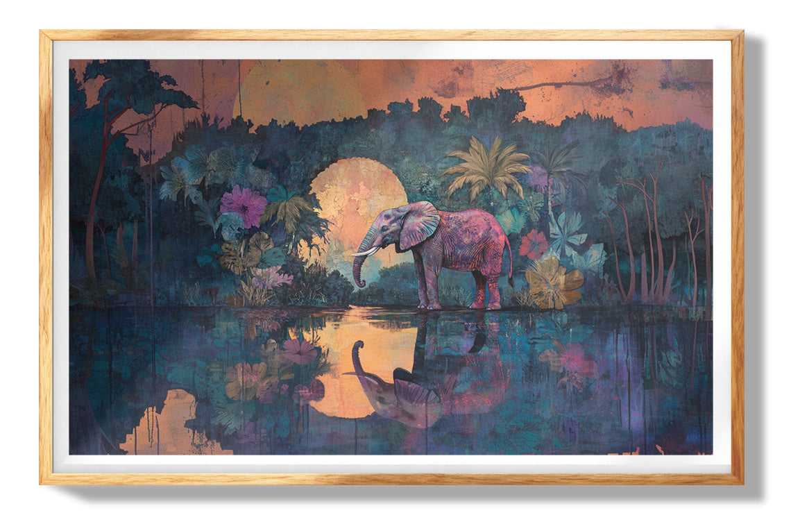 Giraffe Moon Lake African American canvas print view 73