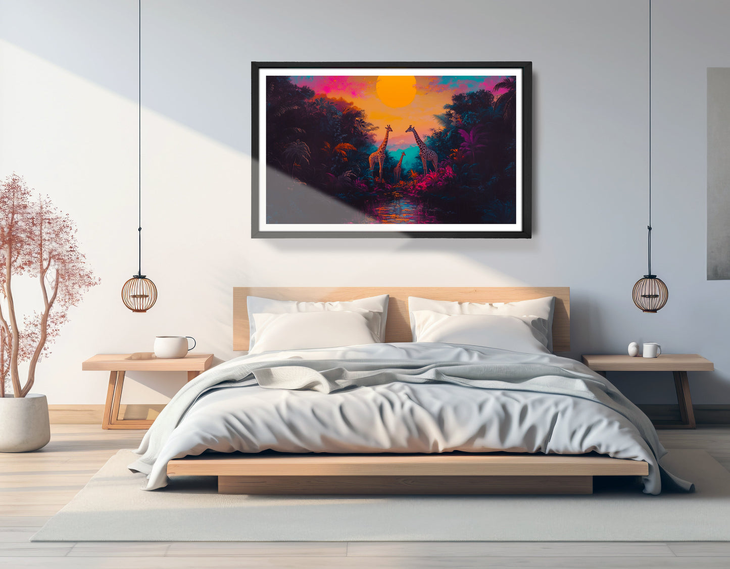Neon Giraffe Jungle Black Black culture wall art view 69
