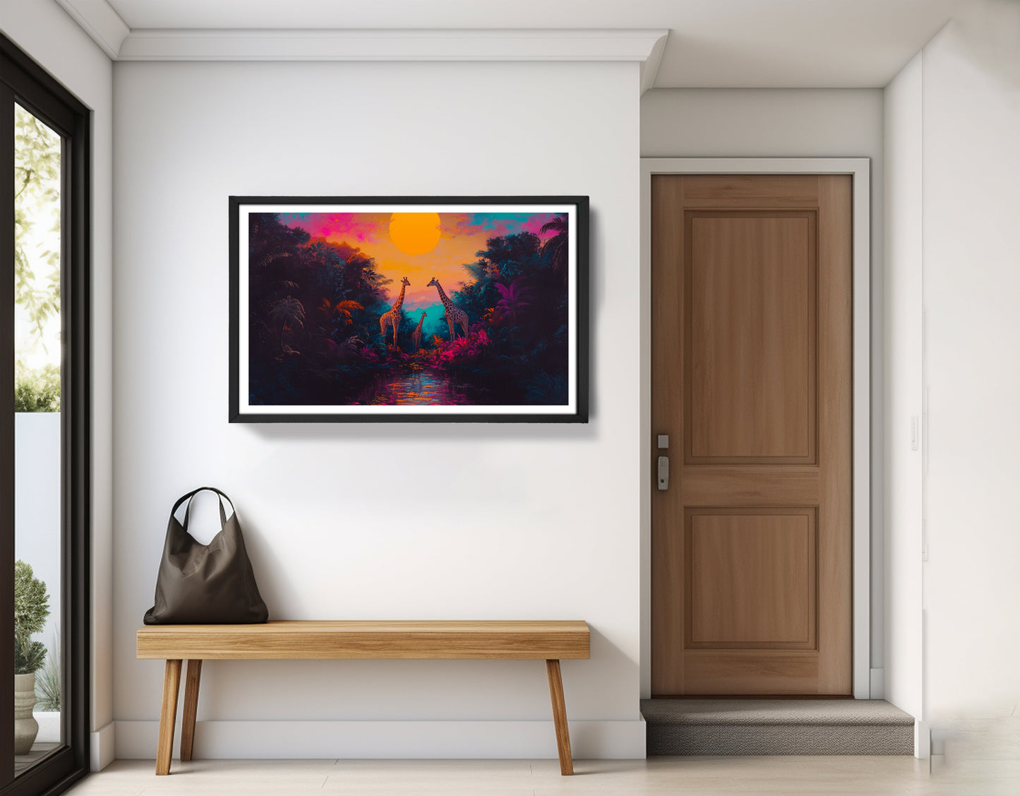 Neon Giraffe Jungle Black Black culture wall art view 71