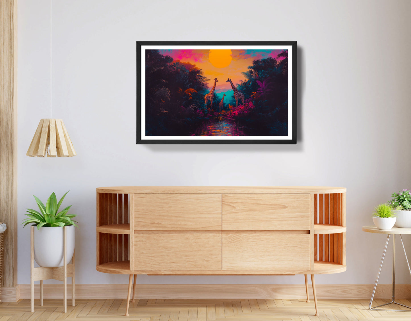 Neon Giraffe Jungle Black Black culture wall art view 68