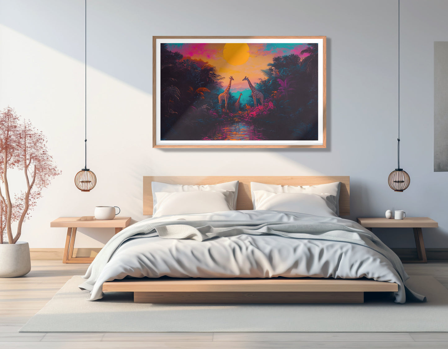 Neon Giraffe Jungle Black Black culture wall art view 81