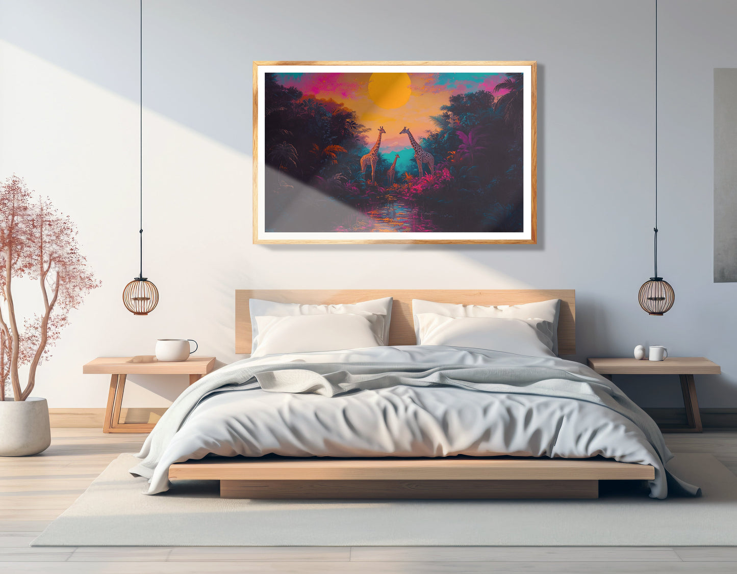 Neon Giraffe Jungle Black Black culture wall art view 75