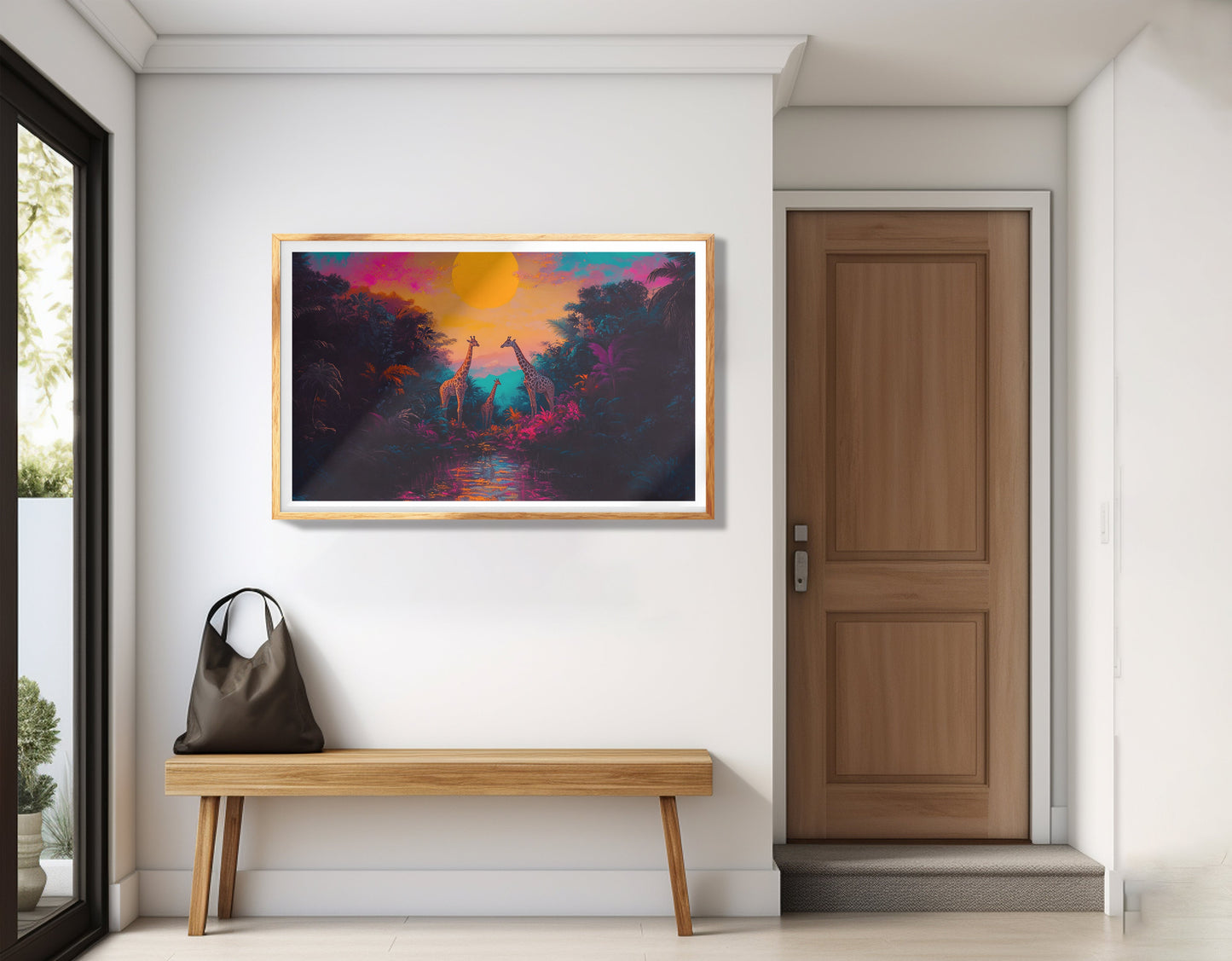 Neon Giraffe Jungle Black Black culture wall art view 77